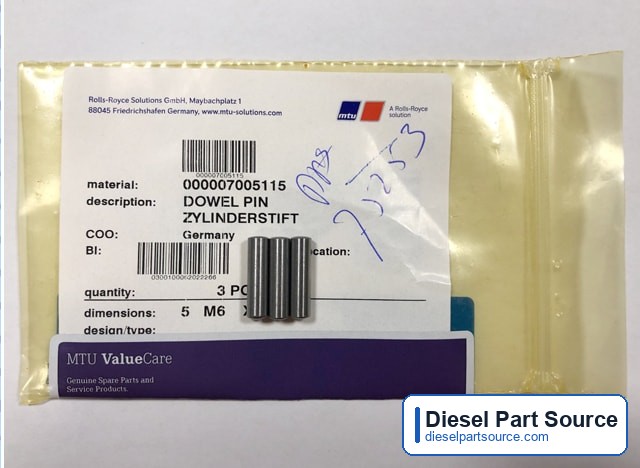 MTU 396 Parts | 000007005115 | DOWEL PIN