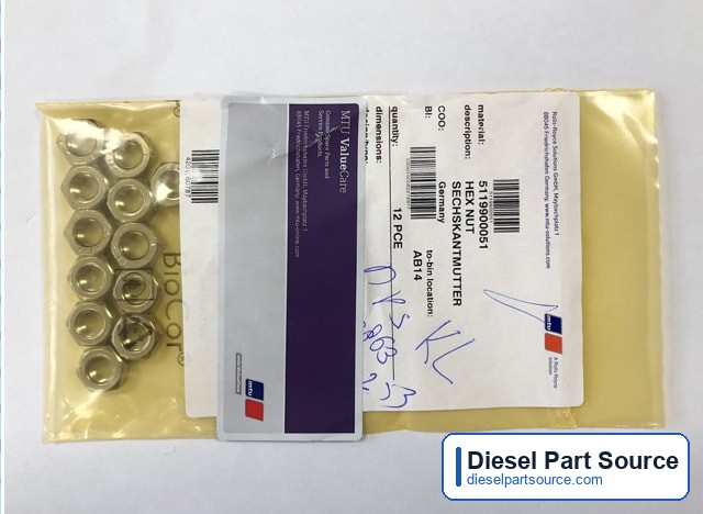 MTU 396 Parts | 5119900051 | HEX NUT