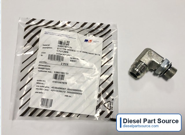 MTU 2000 Parts | 5360780131 | ELBOW 90DEG M18 IS06149X7/8-14 37DEG JIC