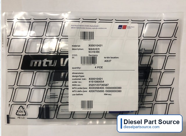 MTU 2000 Parts | X00010421 | WASHER
